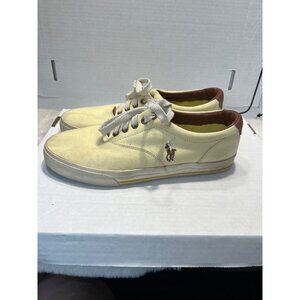 Polo Ralph Lauren Yellow Vaughn Sneakers Canvas Lace-Up Tennis Shoes Mens